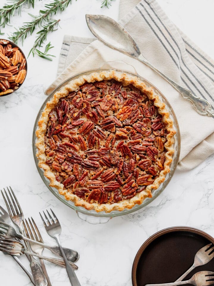 Maple Bourbon Pecan Pie in a Rosemary Crust