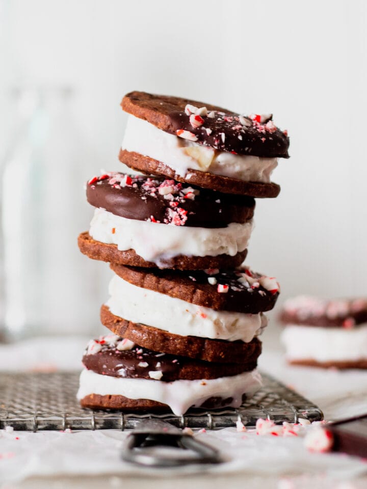 Peppermint Mocha Ice Cream Cookie Sandwiches