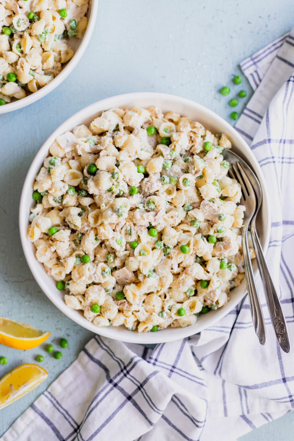 Tuna Pasta Salad with Mayo, Miracle Whip and Peas Midwest Nice
