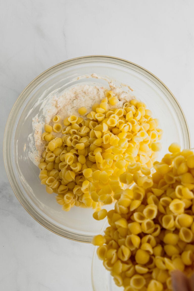 Tuna Pasta Salad with Mayo, Miracle Whip and Peas Midwest Nice