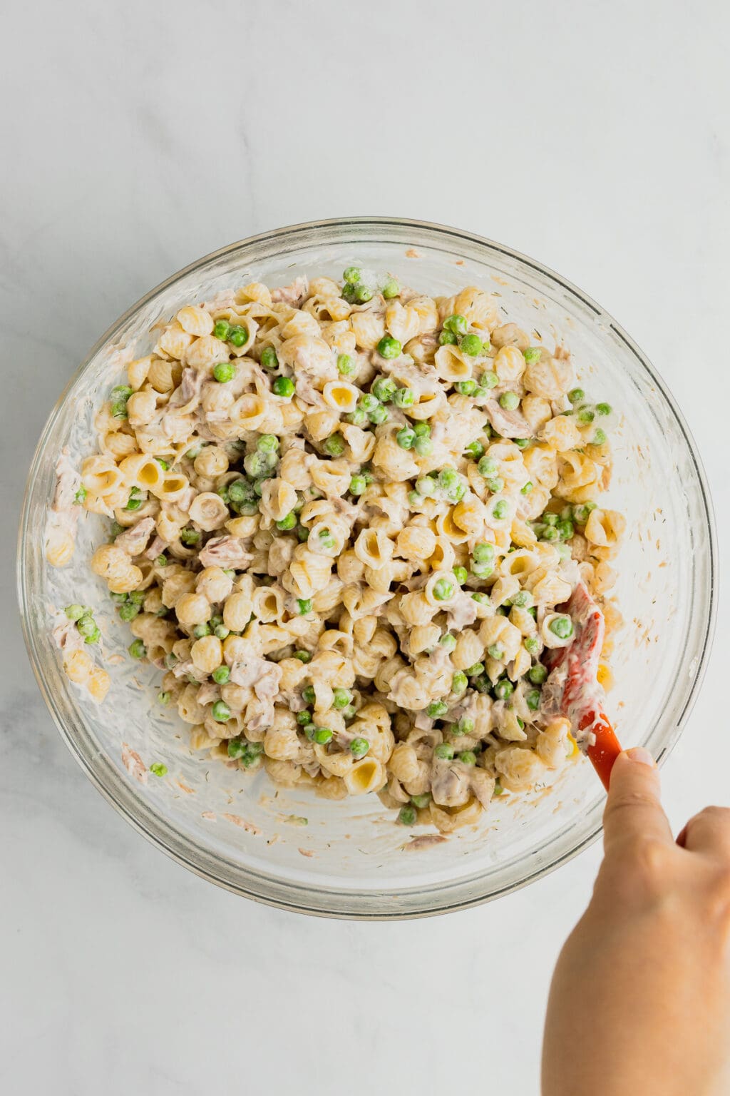 Tuna Pasta Salad with Mayo, Miracle Whip and Peas Midwest Nice